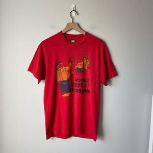 Vintage Single Stitch World's Greatest Fisherman Red Tee Size Large